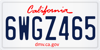 CA license plate 6WGZ465