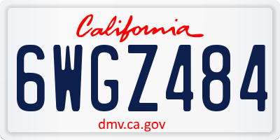 CA license plate 6WGZ484
