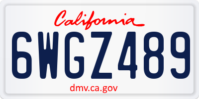 CA license plate 6WGZ489