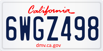 CA license plate 6WGZ498