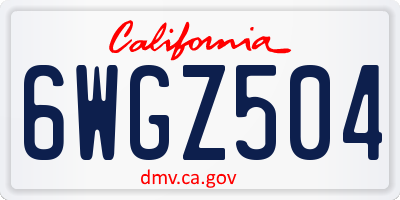 CA license plate 6WGZ504