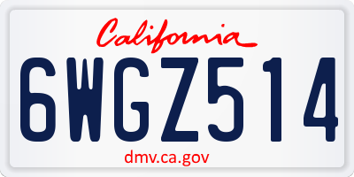 CA license plate 6WGZ514