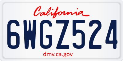 CA license plate 6WGZ524