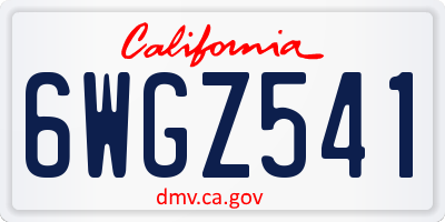 CA license plate 6WGZ541