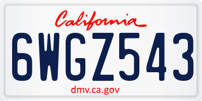 CA license plate 6WGZ543