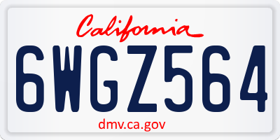 CA license plate 6WGZ564