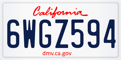 CA license plate 6WGZ594