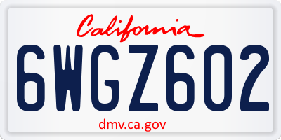 CA license plate 6WGZ602