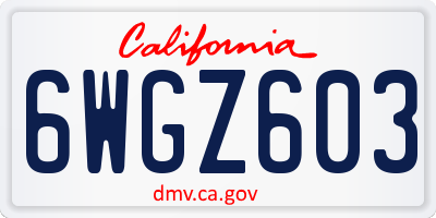 CA license plate 6WGZ603