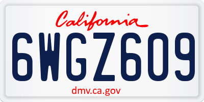 CA license plate 6WGZ609
