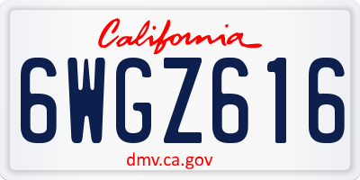 CA license plate 6WGZ616