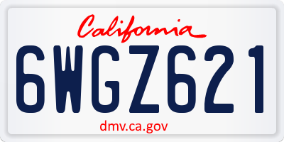 CA license plate 6WGZ621