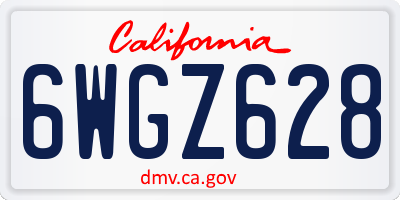 CA license plate 6WGZ628