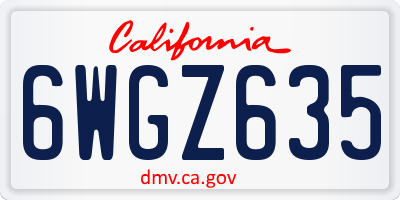 CA license plate 6WGZ635