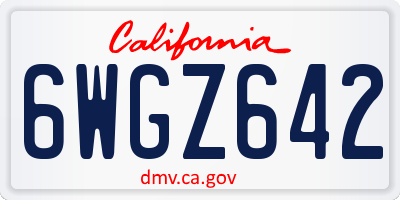 CA license plate 6WGZ642