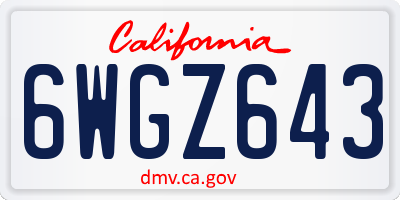 CA license plate 6WGZ643