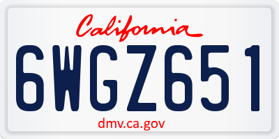 CA license plate 6WGZ651