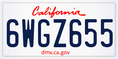 CA license plate 6WGZ655
