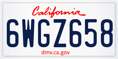 CA license plate 6WGZ658