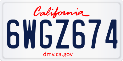 CA license plate 6WGZ674