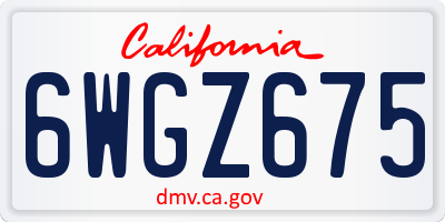 CA license plate 6WGZ675