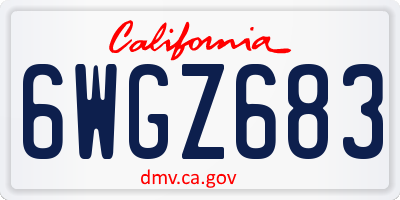 CA license plate 6WGZ683
