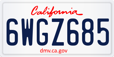 CA license plate 6WGZ685