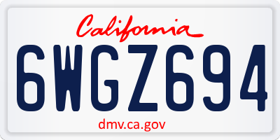 CA license plate 6WGZ694