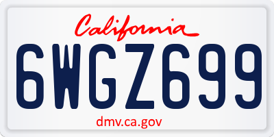 CA license plate 6WGZ699
