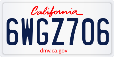 CA license plate 6WGZ706