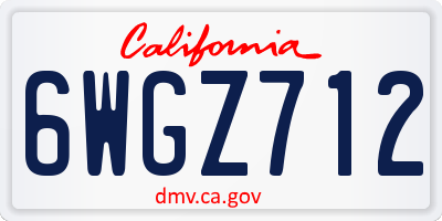 CA license plate 6WGZ712