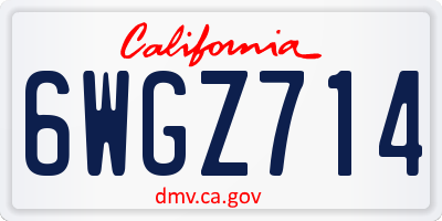 CA license plate 6WGZ714