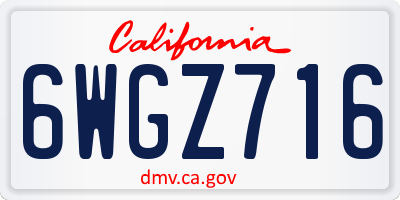 CA license plate 6WGZ716