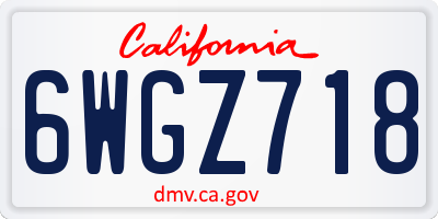 CA license plate 6WGZ718