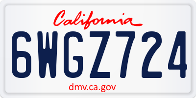 CA license plate 6WGZ724