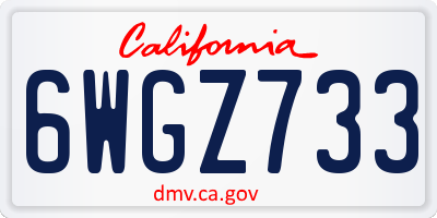 CA license plate 6WGZ733