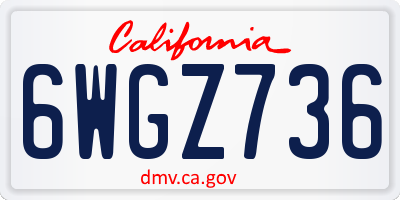 CA license plate 6WGZ736