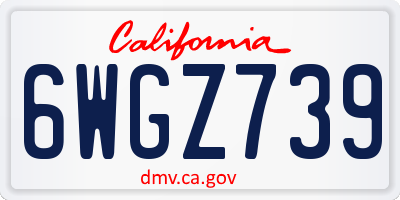 CA license plate 6WGZ739
