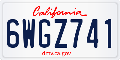 CA license plate 6WGZ741