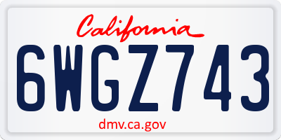 CA license plate 6WGZ743