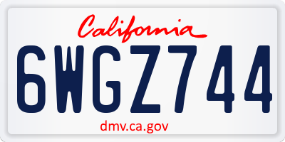 CA license plate 6WGZ744