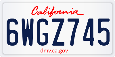 CA license plate 6WGZ745