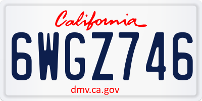 CA license plate 6WGZ746