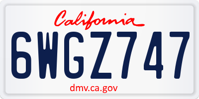 CA license plate 6WGZ747