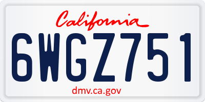 CA license plate 6WGZ751