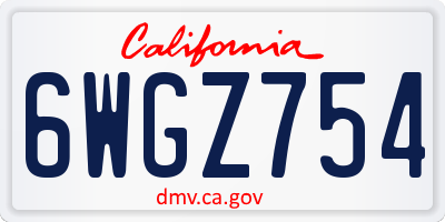 CA license plate 6WGZ754