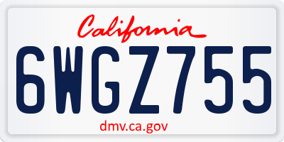 CA license plate 6WGZ755