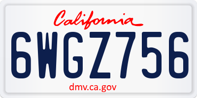 CA license plate 6WGZ756