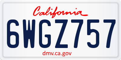 CA license plate 6WGZ757