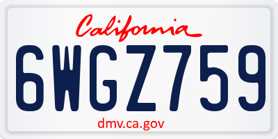 CA license plate 6WGZ759